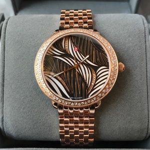 Michele Serein Diamond Rose-Gold Willow Dial Watch